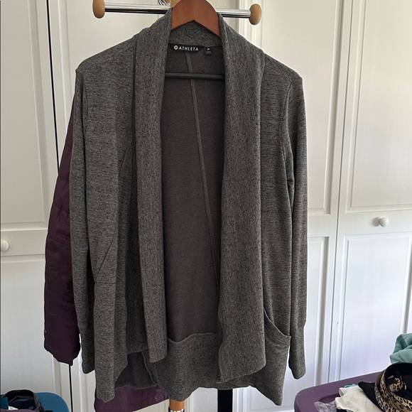 Athleta Sweaters - Athleta Cozy Soft Pranayama Wrap Light Gray Heather Womens Size Medium‎